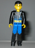 LEGO tech002 Technic Figure Blue Legs, Black Top with Zippered Wetsuit Pattern (Diver)